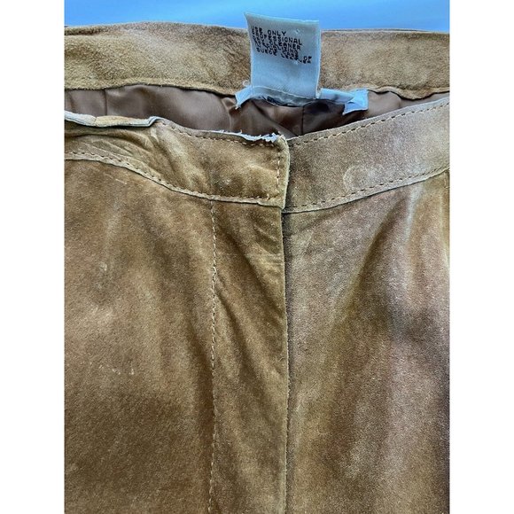 Vintage CO & EDDY Sz 8 Genuine Suede Leather Pants Straight Leg BROWN 90’s Y2K - Picture 3 of 11